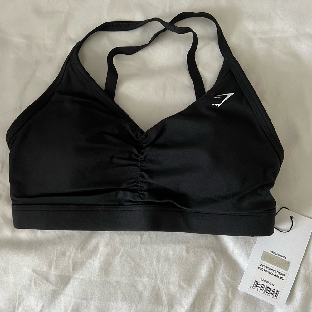 NWT Gymshark Black Ruched Sports Bra